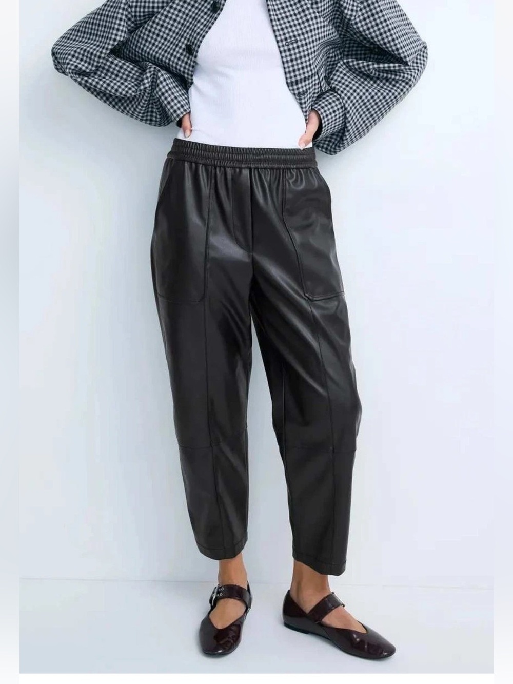 3.1 Phillip Lim Faux Leather Pull On Trouser Black Pants Size M NWT